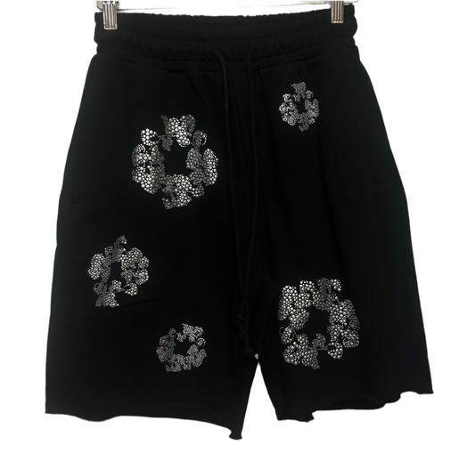 BLACK AND GRAY DENIM TEARS SHORT